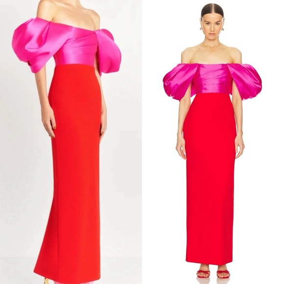 🆕 SOLACE LONDON Sian Colorblock Maxi Dress Red Sz 0 US